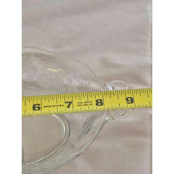Rare Fostoria Midnight Rose Divided Relish Dish Etched Depression Glass Vtg 30s - Picture 7 of 7